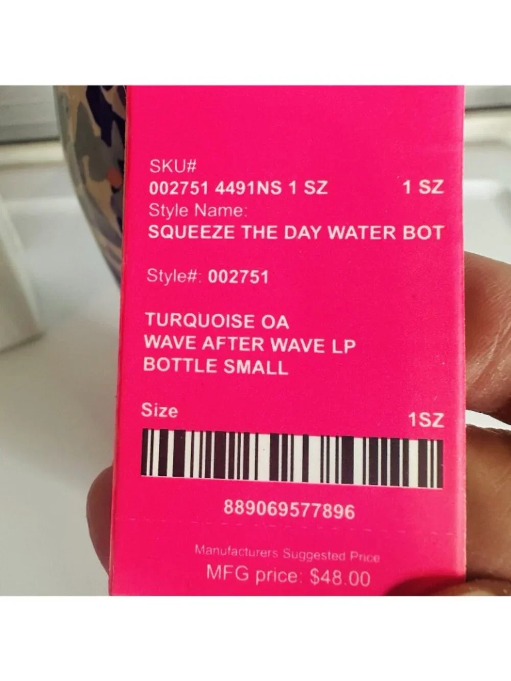 Lilly Pulitzer Squeeze The Day Water Bottle Turquoise Blue Vibrant Floral 16 Oz